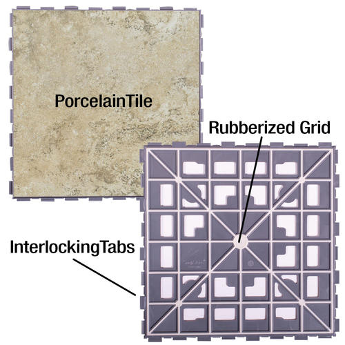 SnapStone® Interlocking Porcelain Floor Tile 12" x 12" (5 sq.ft/pkg) at