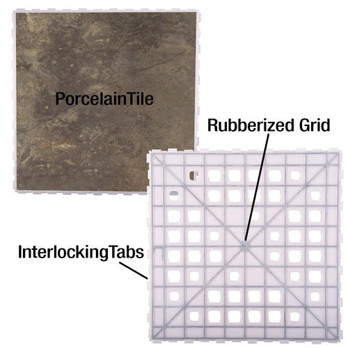 SnapStone® Interlocking Porcelain Floor Tile 18" x 18" (9 sq.ft/pkg) at