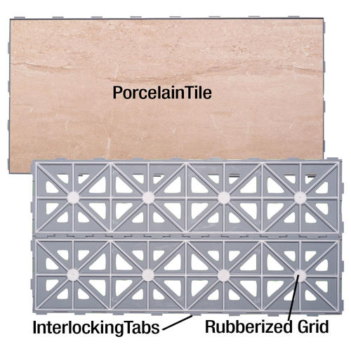 SnapStone® Interlocking Porcelain Floor Tile 12" x 24" (8 sq.ft/pkg) at