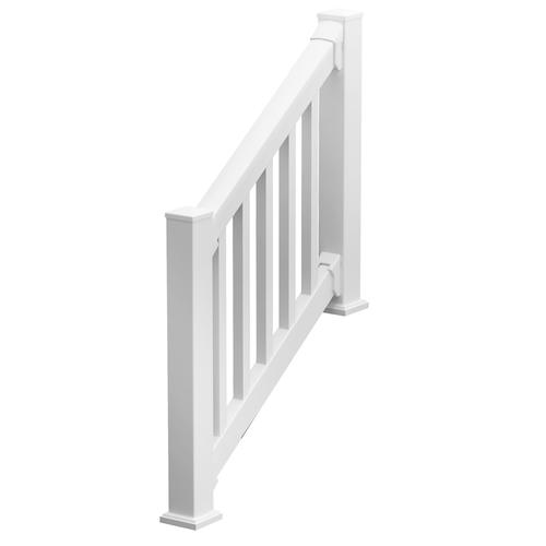 Fypon QuickRail Plus 36" x 72" White Square Stair Rail Kit with Deck