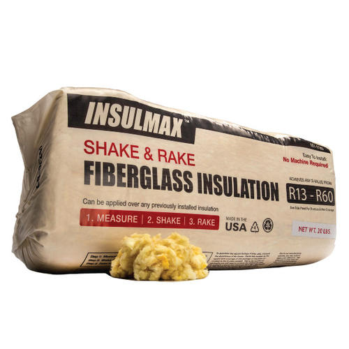 Insulmax Shake and Rake Loose Fill Fiberglass Insulation Covers 35 Sq