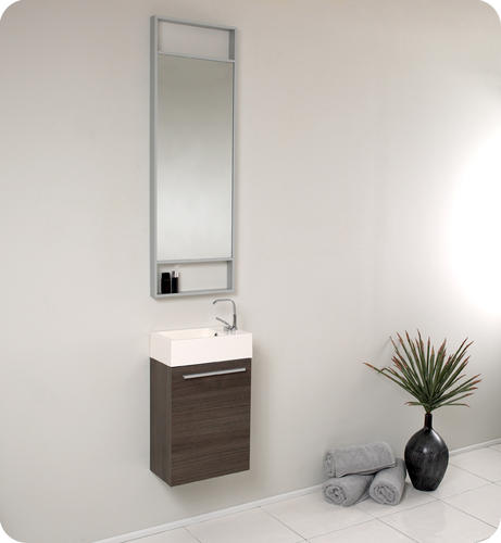  Pulito Small Black Modern Bathroom Vanity w/ Tall Mirror at Menards