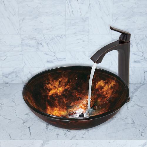 VIGO Linus Bathroom Vessel Faucet in Antique Rubbed Bronze with Pop Up