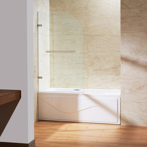 VIGO Orion Clear Curved Bathtub Door in Stainless Steel at Menards®
