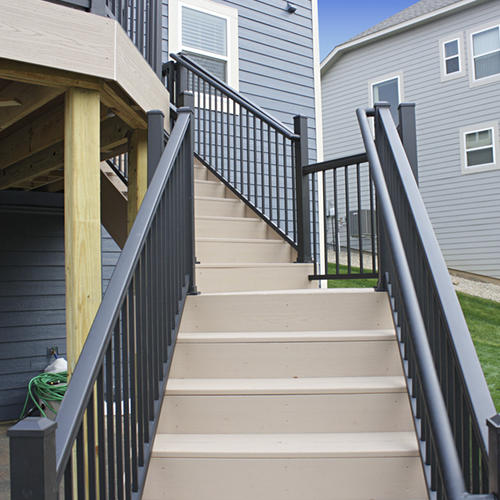 Preassembled Powder Coated Aluminum Stair Panel 36" x 69.55" Black at