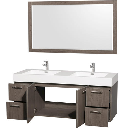 Wyndham Collection Amare 60" Double Vanity Grey Oak with Acrylic Resin