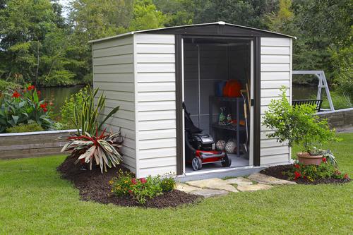 Arrow Dallas 8' x 6' Vinyl-Coated Steel Storage Building at MenardsÂ®