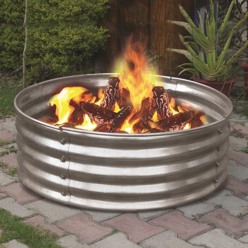 In Galvanized Round Fire Pit Ring In Galvanized Round Fire Pit Ring