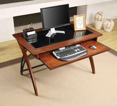 Whalen 48\u0026quot; Brown Cherry Finish Genesis Glass Top Writing Desk at Menards\u00ae