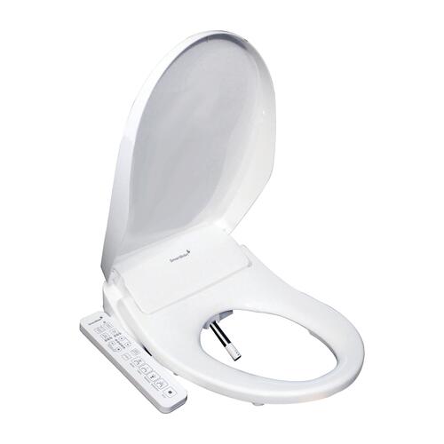 SmartBidet Elongated Bidet Toilet Seat in White with Heated Dryer at
