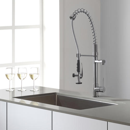 Kraus Single Handle Pull Down Kitchen Faucet Commercial Style Pre ...