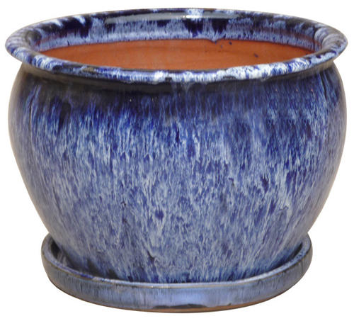Master Gardenâ„¢ 8" Ceramic Marble Blue Fish Bowl Planter at 