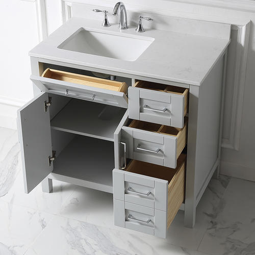 White Ove Decors Tahoe 36w Marble Top Single Bathroom Sink Vanity