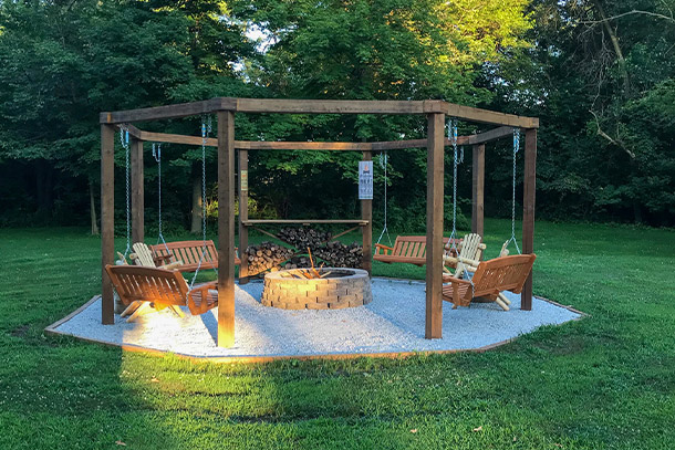 Octagon Fire Pit Swings Project By Barry At Menards